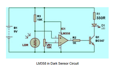 LM358 in Dark Sensor Circuit